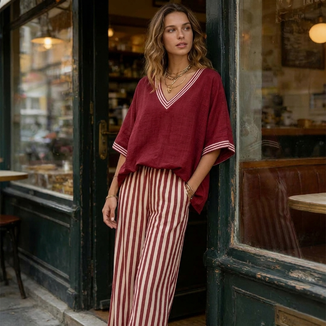 Amalia | Conjunto de rayas elegante y casual