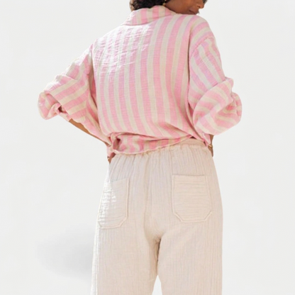 Briana - blusa vintage de rayas con botones