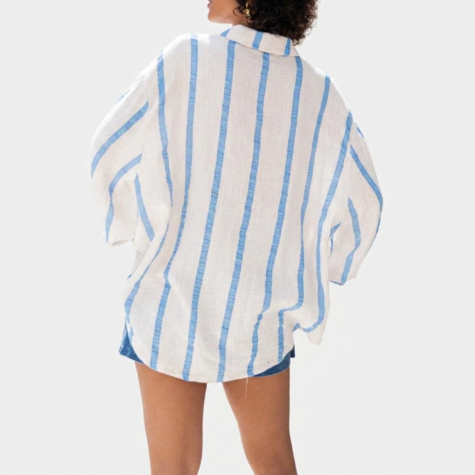 Briana - blusa vintage de rayas con botones