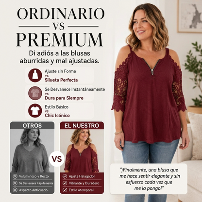 Alba - Blusa con hombros descubiertos y encaje