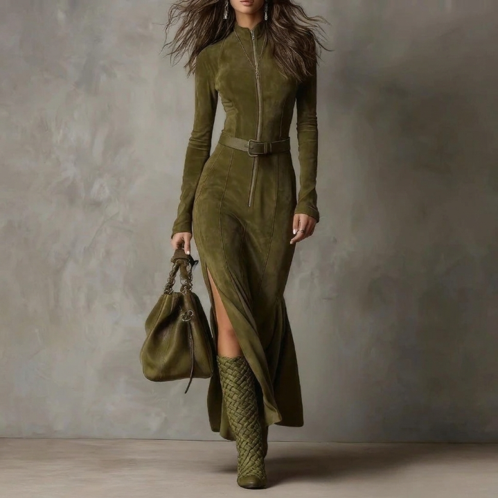 Ilenia – Vestido largo vintage con cinturón