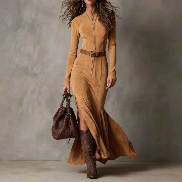 Ilenia – Vestido largo vintage con cinturón