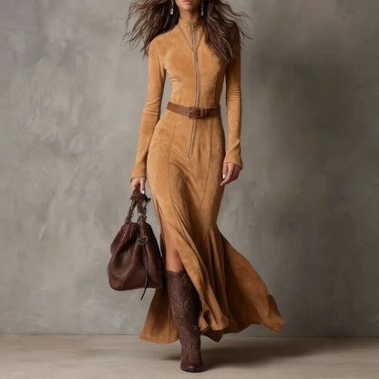 Ilenia – Vestido largo vintage con cinturón