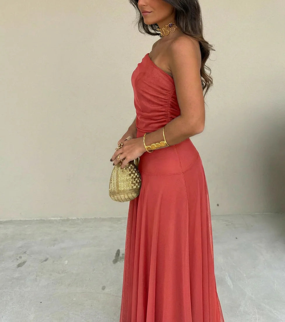 Catalina - Vestido asimétrico de mesh