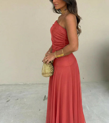 Catalina - Vestido asimétrico de mesh