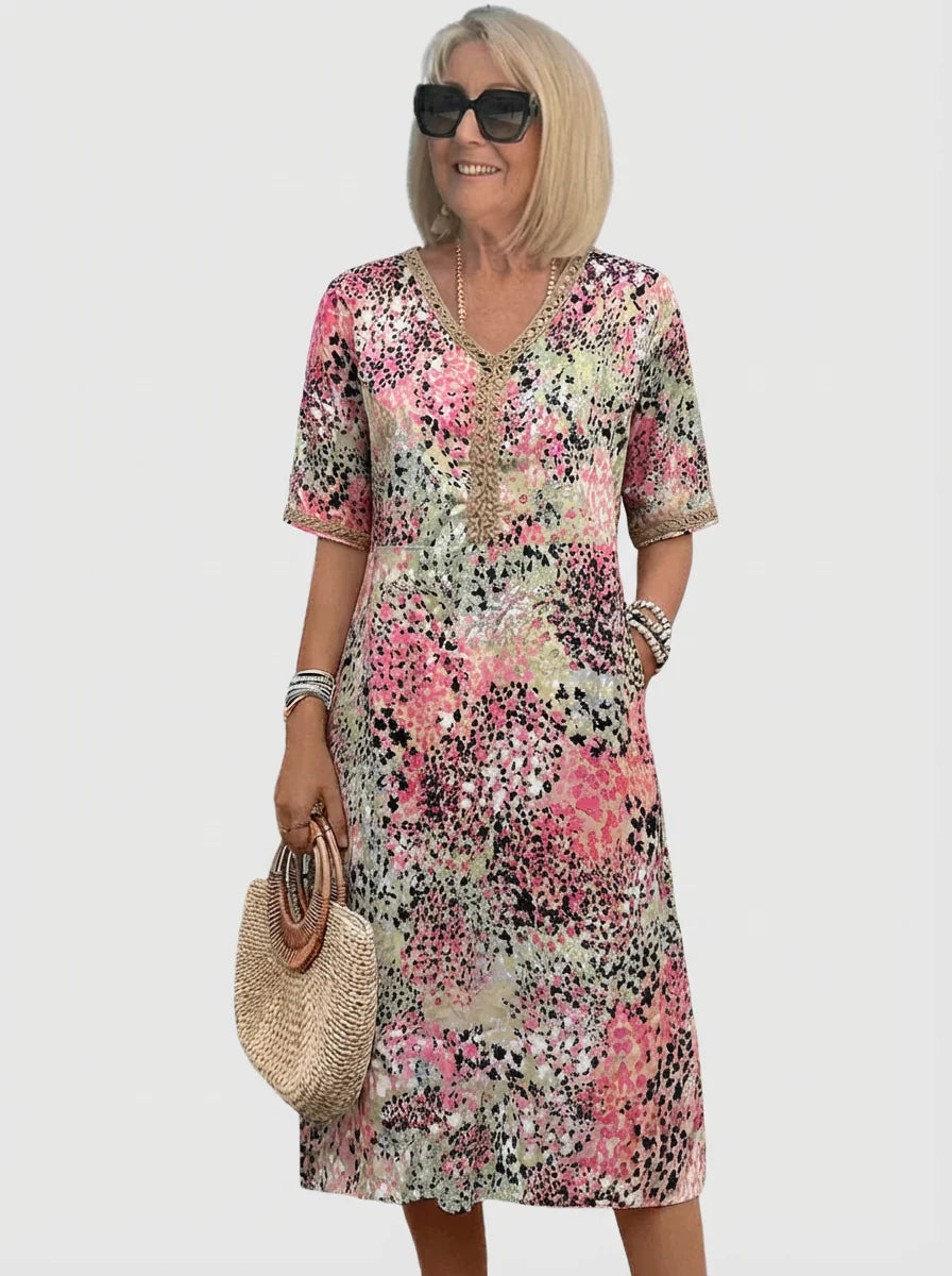 Marina - Vestido midi veraniego con estampado oceánico