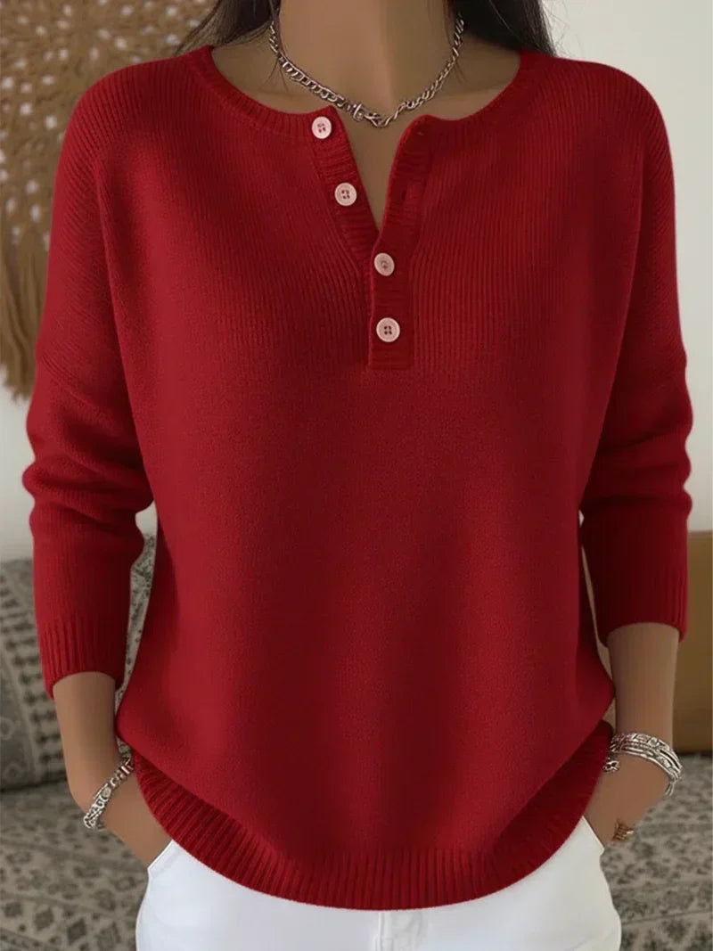 Elena | Jersey de punto con cuello Henley y botones