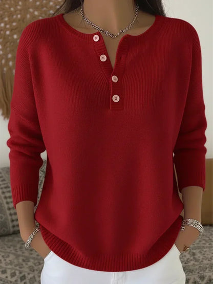 Elena | Jersey de punto con cuello Henley y botones