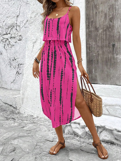 Luna | Vestido midi estampado con tirantes finos