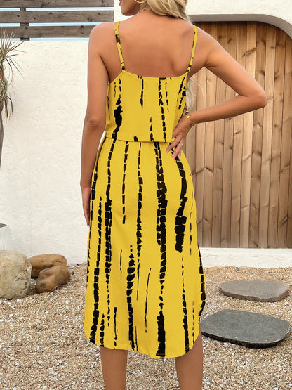 Luna | Vestido midi estampado con tirantes finos