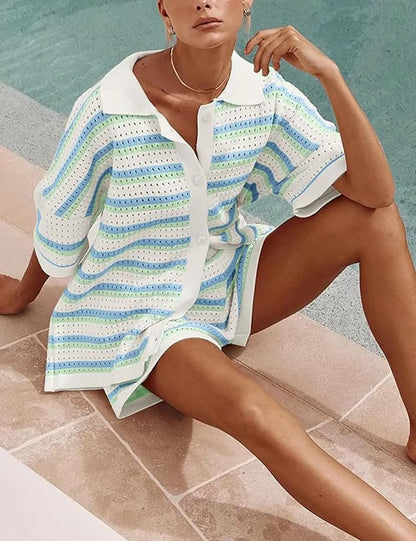 Lina – Conjunto a Rayas Ligero para Verano