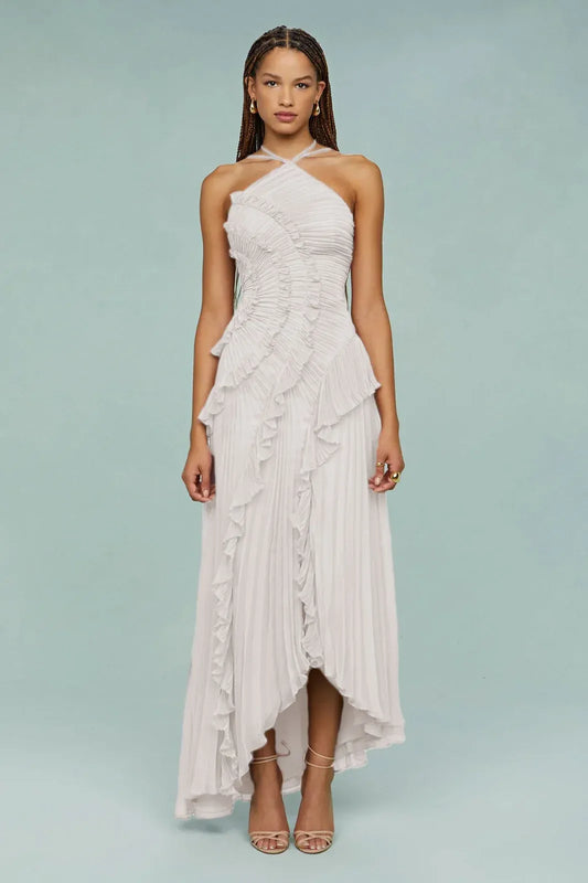 Isadora - Vestido largo cruzado con estampado romántico