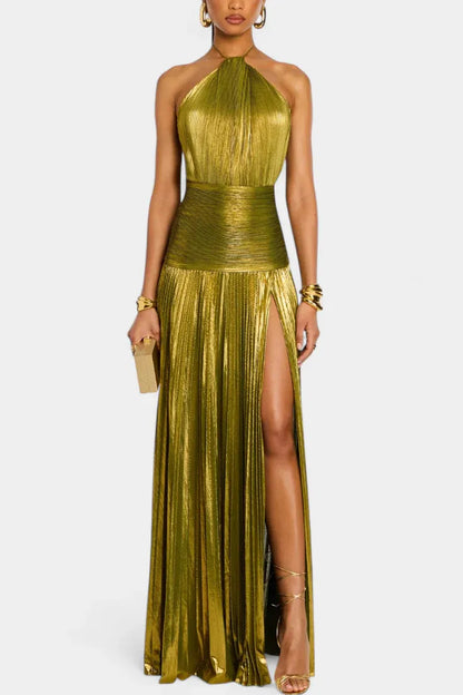 Oriana - Vestido metalizado con espalda descubierta
