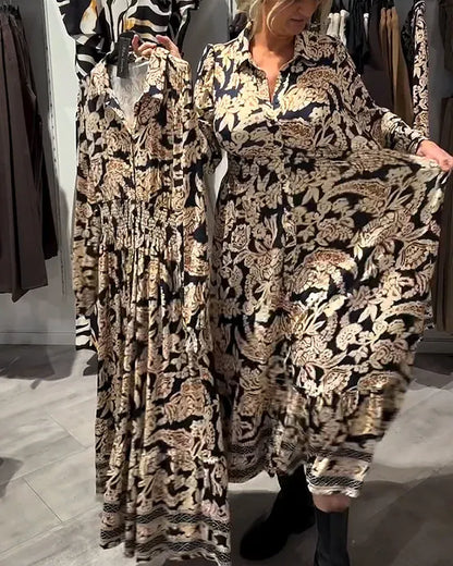 Abril - Vestido camisero floral de estilo vintage