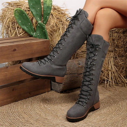 Lucía | Botas altas con cordones y cremallera lateral