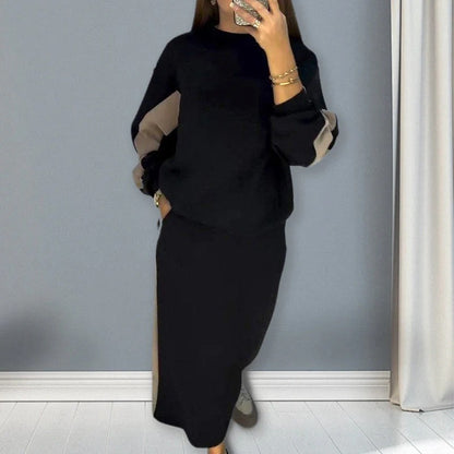 Adriana - Conjunto holgado con manga larga y falda con abertura