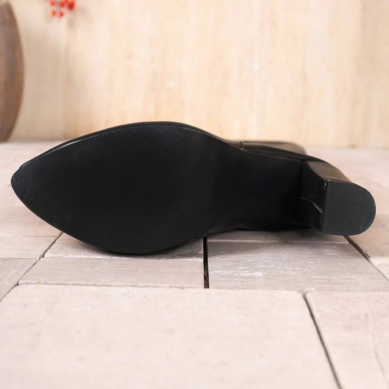 Carla | Botas altas con tacón grueso y punta fina