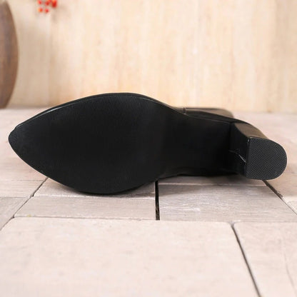 Carla | Botas altas con tacón grueso y punta fina