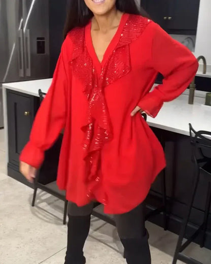 Xenia - Blusa elegante con detalle de volantes