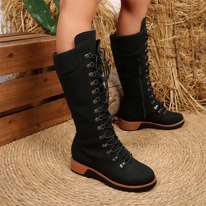 Lucía | Botas altas con cordones y cremallera lateral