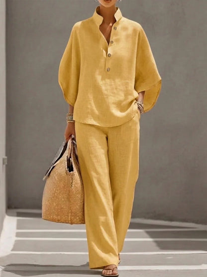 Mara | Conjunto fluido con manga murciélago y pantalón amplio