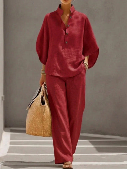 Mara | Conjunto fluido con manga murciélago y pantalón amplio