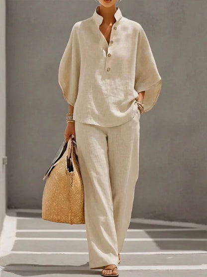 Mara | Conjunto fluido con manga murciélago y pantalón amplio