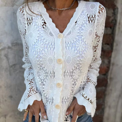 Isabela - Cardigan de encaje con cuello en V