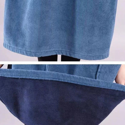 Paula - Vestido largo de pana con cuello alto y corte holgado