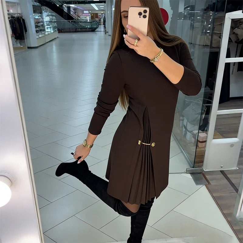 Lara - Vestido largo elegante con detalles plisados