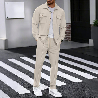 Iván – Conjunto de chaqueta abotonada y pantalón waffle