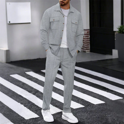 Iván – Conjunto de chaqueta abotonada y pantalón waffle