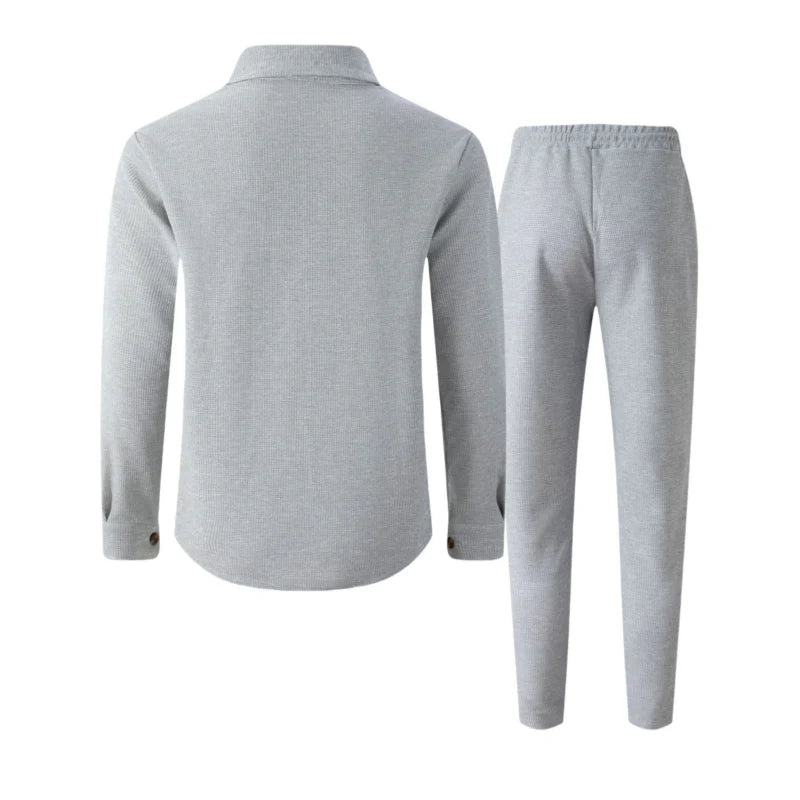 Iván – Conjunto de chaqueta abotonada y pantalón waffle