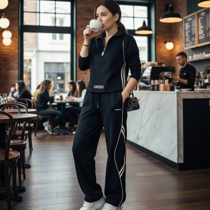 Clara - Conjunto deportivo casual con media cremallera