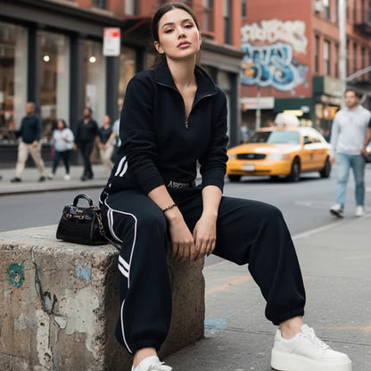 Clara - Conjunto deportivo casual con media cremallera