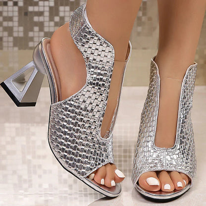 Greta - Elegantes sandalias de tacón con punta abierta