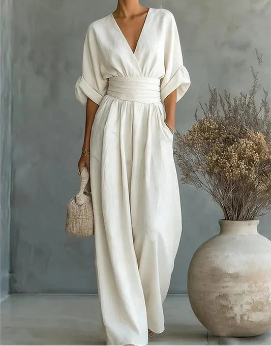 Daniela | Mono elegante de escote en V y pierna ancha