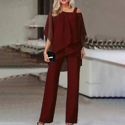 Alba - Conjunto de gasa plisada y pantalón ancho