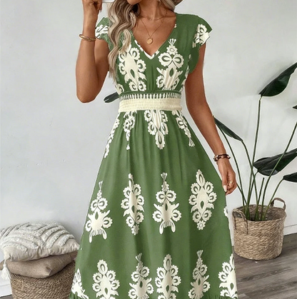 Candela | Vestido maxi barroco con escote en V