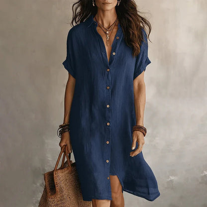 Elena | Vestido camisero de manga corta elegante