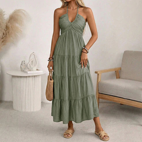 Julia | Vestido largo con cuello halter y espalda descubierta