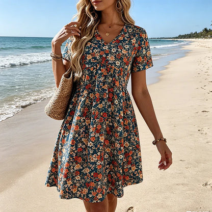 Bea - Vestido de verano floral con escote en V
