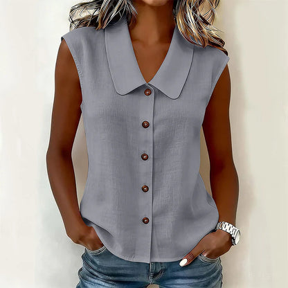 Valentina - Blusa con escote en V y botones