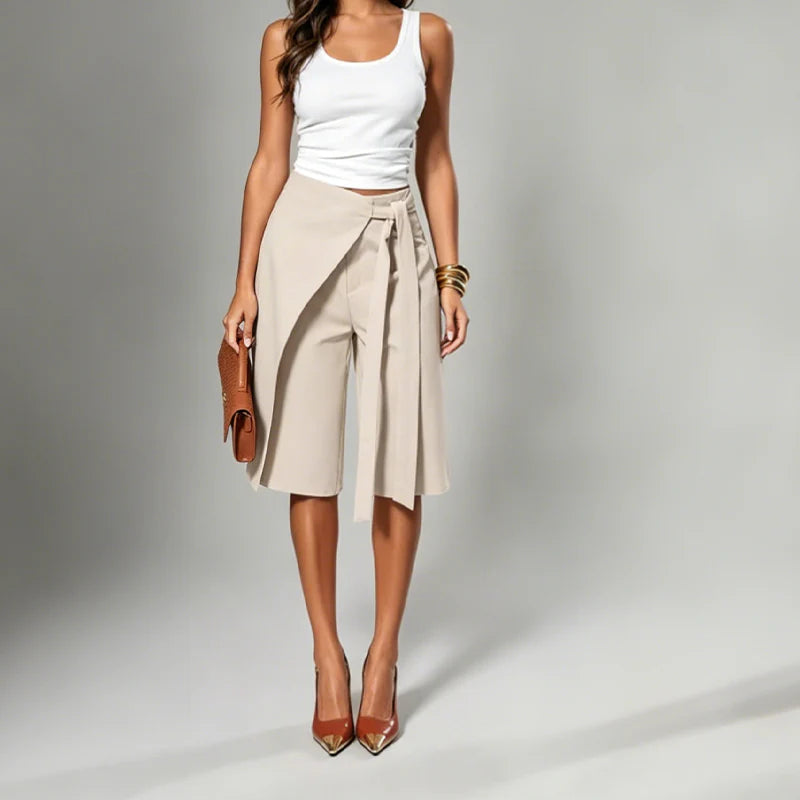 Mía - Elegantes pantalones culotte con lazo