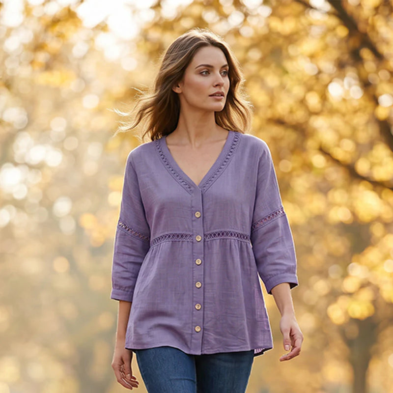 Alicia - Blusa lisa con botones