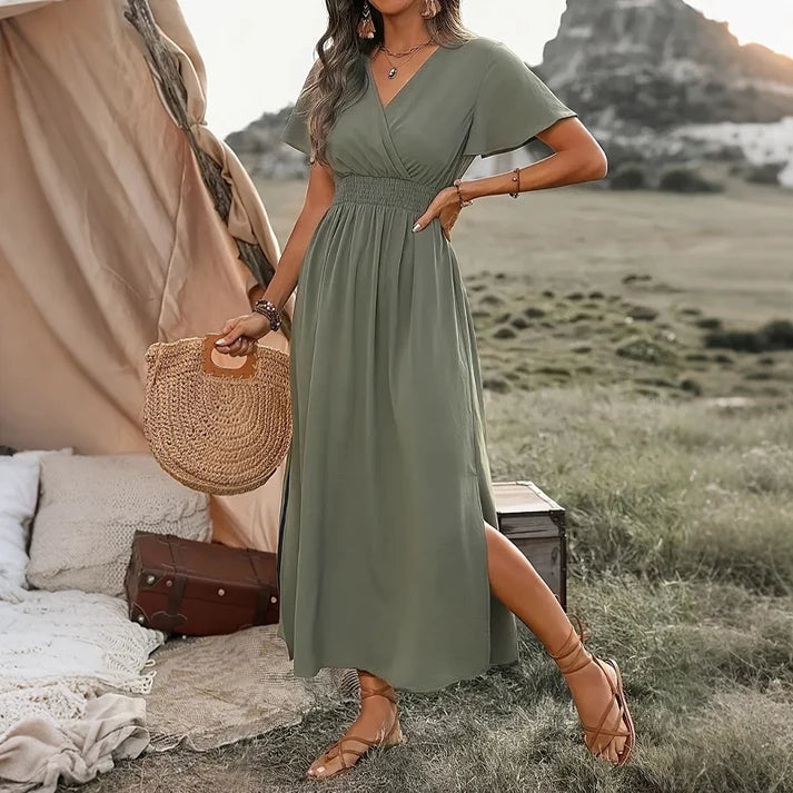 Aina - Vestido largo con escote en V