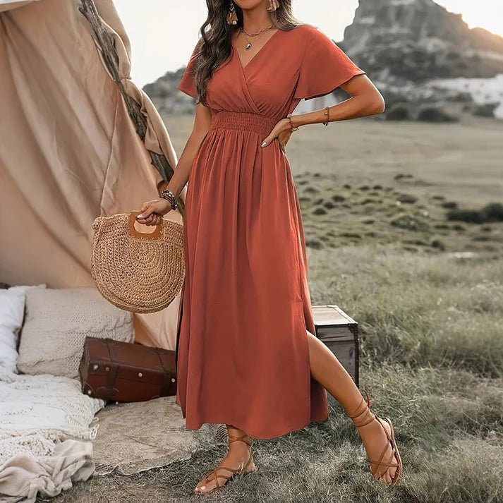 Aina - Vestido largo con escote en V