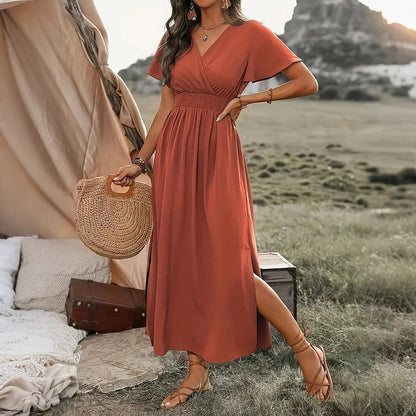 Aina - Vestido largo con escote en V