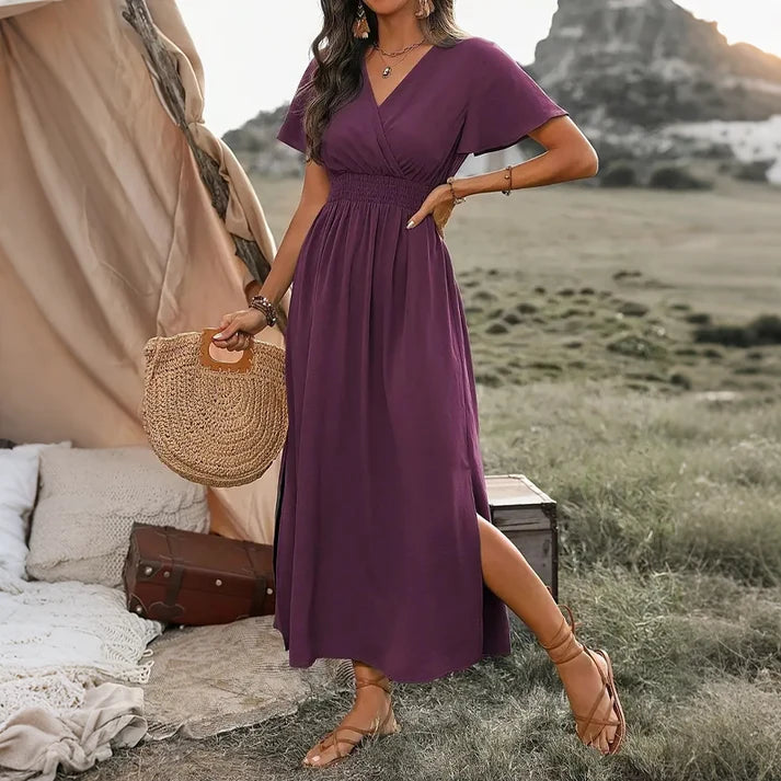 Aina - Vestido largo con escote en V