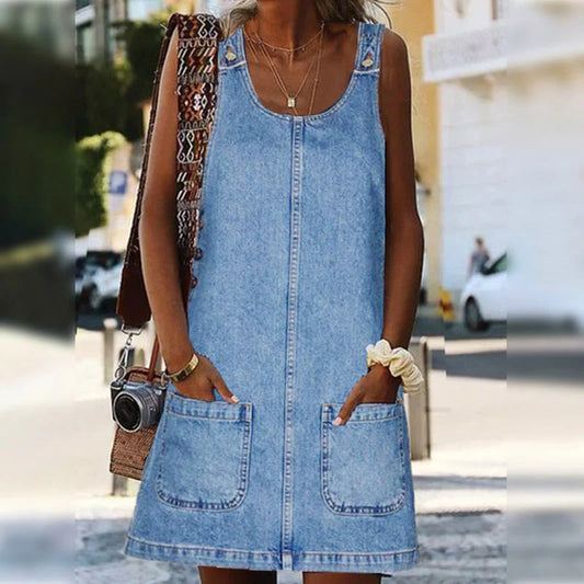 Daniela - Vestido Vaquero Casual de Tirantes